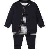 Dirkje vest + longsleeve + broek blauw/wit Set Jongens Stretchkatoen Ronde hals - maat 56