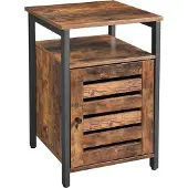 O'daddy Nachtkastjes industrieel - bijzettafel - nachtkastje met deur en planken - 40 x 40 x 60 cm - bruin