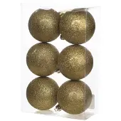Cosy & Trendy Cosy @Home Kerstballen Goud glitter ø 8 cm - 6 Stuks