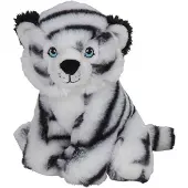 Nature Planet pluche knuffel witte tijger - 16 cm - dieren knuffels - Knuffeldier