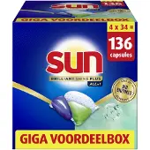 SUN 6x Brilliant Shine+ All-in 1 Vaatwastabletten 34 stuks