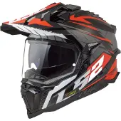 LS2 MX701 Explorer Spire Zwart Titanium Red-06 Adventure Helm Maat 3XL
