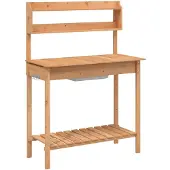 vidaXL Oppottafel met spoelbak 147,5x44x139,5 cm vurenhout bruin