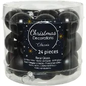 Décoris Kerstballen glas d2.5 cm zwart 24st kerst