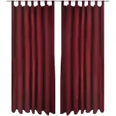 vidaXL Micro-Satijnen Gordijnen met Ringen 140 x 225 cm 2 stuks (Wijnrood)