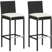 vidaXL Tuinstoelen met kussens, 2 stuks, zwart, polyrotan
