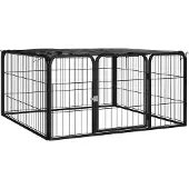 vidaXL Hondenkennel 4 panelen 100x50 cm gepoedercoat staal zwart