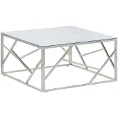 vidaXL Salontafel roestvrijstaal en gehard glas zilverkleurig