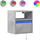 vidaXL Nachtkastjes met LED's 2 st wandgemonteerd betongrijs