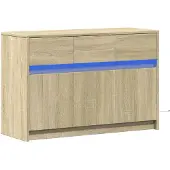 vidaXL Tv-meubel met LED 91x34x61 cm bewerkt hout sonoma eikenkleurig