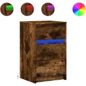 vidaXL nachtkastje met LED-verlichting bewerkt hout gerookt eikenkleur