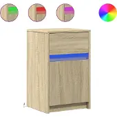 vidaXL Nachtkastje met LED-verlichting bewerkt hout sonoma eikenkleur