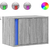vidaXL Nachtkastjes met LED's 2 st wandgemonteerd grijs sonoma eiken