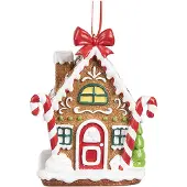 Clayre & Eef Kersthanger Gingerbread house 7x5x9 cm Bruin Kunststof Bruin