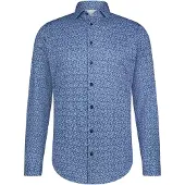 Blue industry casual overhemd blauw print