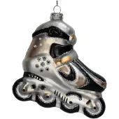 HD Collection Ornament kerstbal Rolschaats Glas Wit 11.4 cm