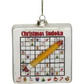 HD Collection Ornament Sudoku bord glas Rood 9.5cm
