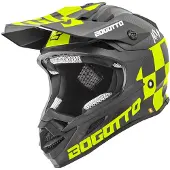 Bogotto V328 Xadrez Carbon Zwart Geel Crosshelm Maat XS