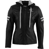 Rusty Stitches Super Joyce Hooded V2 Dames Motorfiets Leren Jas Maat