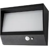 LUCANDE LED solar wandlamp Dava, 14 cm hoog, aluminium, sensor Dava, zwart, Aluminium, Modern, solar buitenlamp