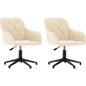 vidaXL Eetkamerstoelen draaibaar 2 st fluweel crèmekleurig