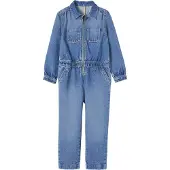 Vertbaudet Meisjesjumpsuit van jeanstof "worker"-stijl stone