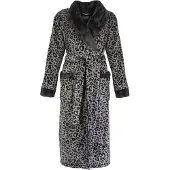 Irresistible Irrestible Dames Badjas - Fleece - Tijgerprint - Grijs - Maat L