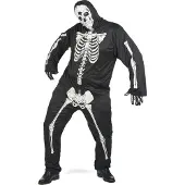 Vegaoo - Zwart skeletkostuum grote maat Halloween voor mannen