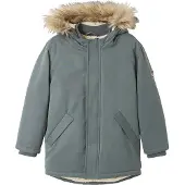 Vertbaudet Jongensparka met capuchon en gerecyclede polyester voering groengrijs