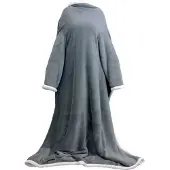 Unique living plaid lars met mouwen dark grey -140x180cm