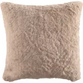 Tiseco - Kussen (gevuld) RUBY - zacht imitatie konijnenbont - 45x45 cm, Taupe