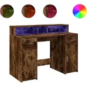 vidaXL Bureau met LED-verlichting 120x55x91 cm hout gerookt eikenkleur