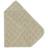Jollein x Nijntje - Badcape Badstof 75x75cm - Baby Handdoek met Badcape, Omslagdoek, Badponcho Miffy Jacquard - Olive Green