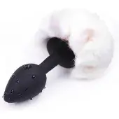 Afterdark Butt Plug with Pompon White Size S