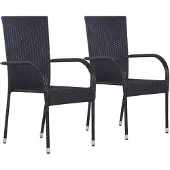 vidaXL Tuinstoelen stapelbaar 2 st poly rattan zwart