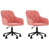 vidaXL Eetkamerstoelen draaibaar 2 st fluweel roze