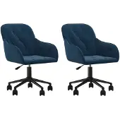 vidaXL Eetkamerstoelen draaibaar 2 st fluweel blauw