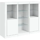 vidaXL Dressoirs met LED-verlichting 3 st bewerkt hout wit