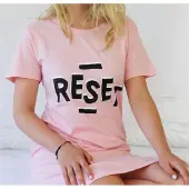 Temptation Dames Nachthemd - Bigshirt - Reset Tekst - Roze - Maat S