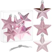 Springos Kerstballen | Sterren | 6 Stuks | Roze