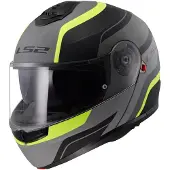 LS2 FF908 Strobe II Monza Mat Zwart H-V Geel 06 Systeemhelm Maat S