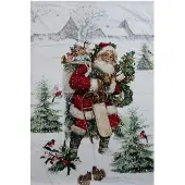 Clayre & Eef Plaid 130x170 cm Rood Wit Polyester Rechthoek Kerstman Deken Rood Deken