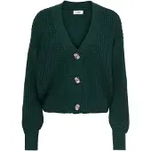 ONLY Gebreid vest 'JDYJUSTY' beige / donkergroen / zwart