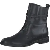 Marco Tozzi MT Feel and Leather - Dames Lace Boot Flat - Leer - Zwart - Maat 38