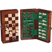Engelhart Magnetische Opklapbare Schaakset – Houten Schaakbord & Schaakstukken – Acacia Hout – Compact 15 x 30 cm – Reisbord voor Tactisch Spel –