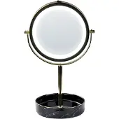 Beliani Make-up spiegels, Cosmeticaspiegel goud / zwart met LED verlichting ø 26 cm SAVOIE