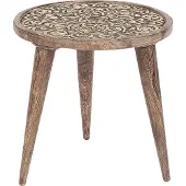 Beliani RANJA - Bijzettafel set van 2 - Donkere houtkleur - Mangohout