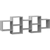 vidaXL Wandschap 129x18x42 cm bewerkt hout grijs sonoma eikenkleurig