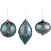 Goodwill Kerstbal Glas Blauw D 8 cm Voordeelass. Per 3 Stuks