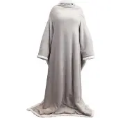 Unique living plaid lars met mouwen chateau grey -140x180cm